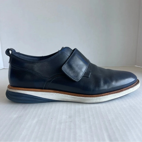 Cole Haan Mens Grand Evolution Monk Strap Oxford Deep Blue Leather Size 11 - Picture 2 of 15